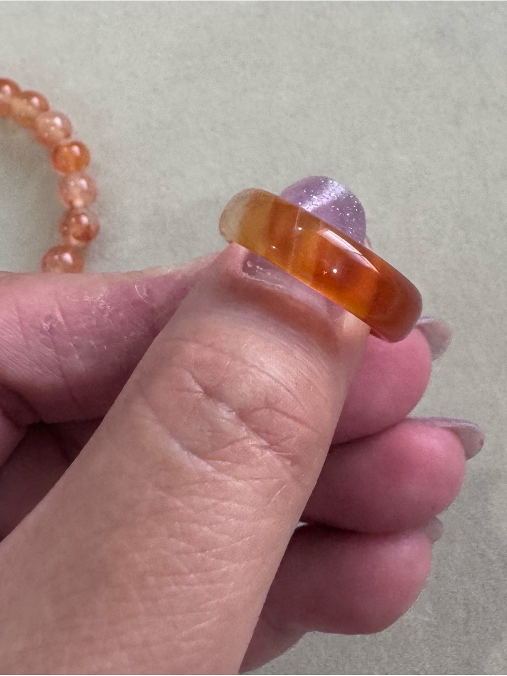 Orange Agate Band Ring - Women Jewelry